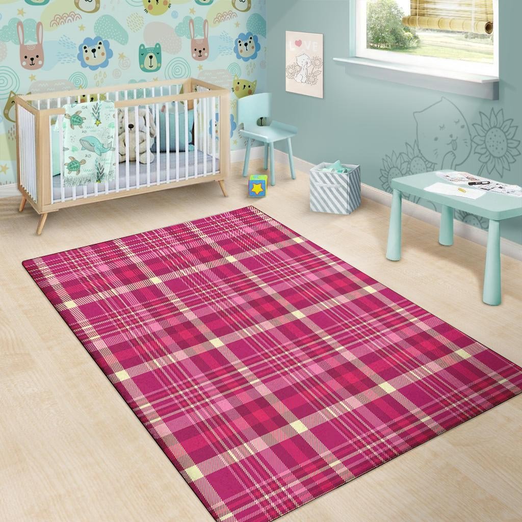 Tartan Pink Plaid Floor Mat-grizzshop