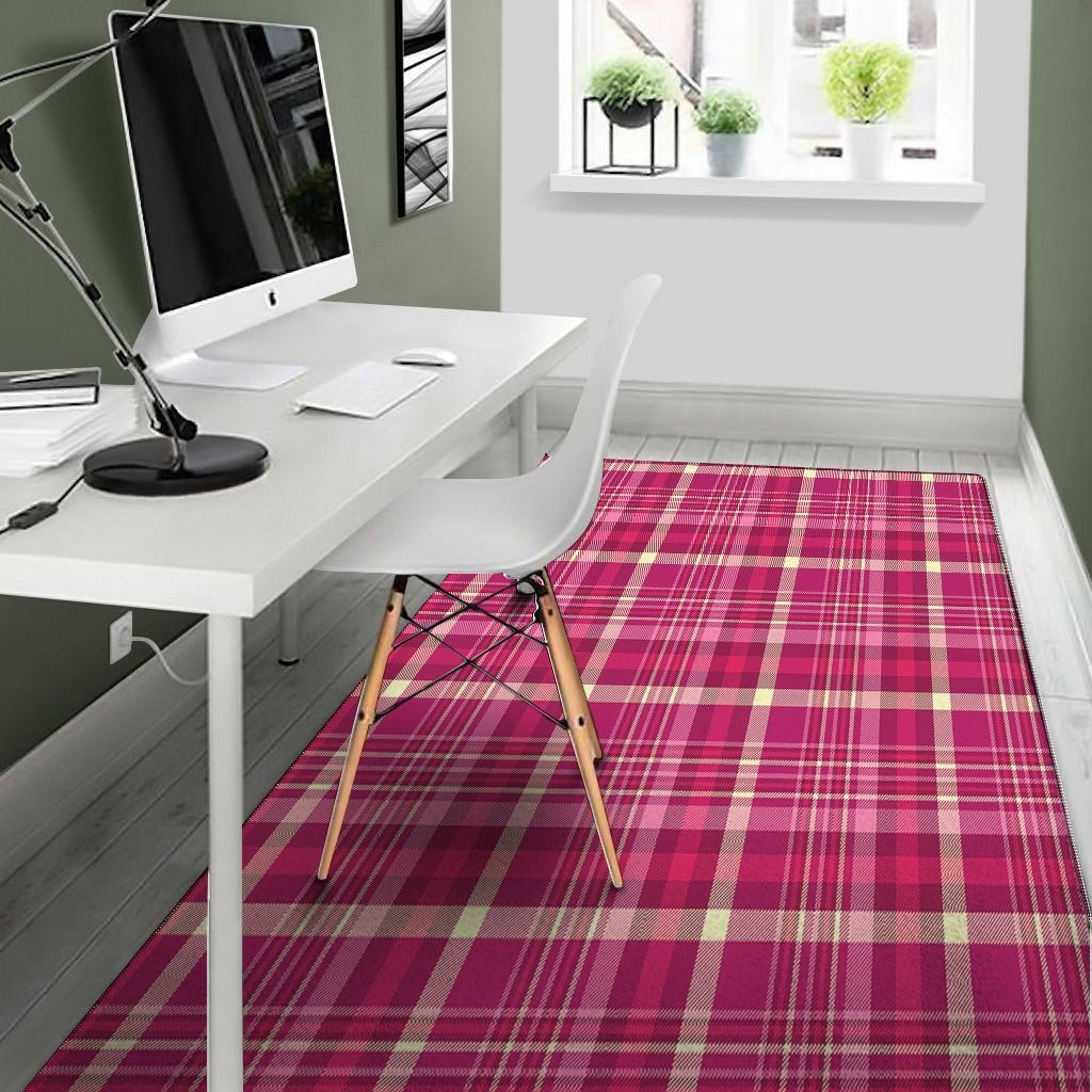 Tartan Pink Plaid Floor Mat-grizzshop