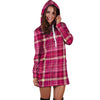 Tartan Pink Plaid Hoodie Dress-grizzshop