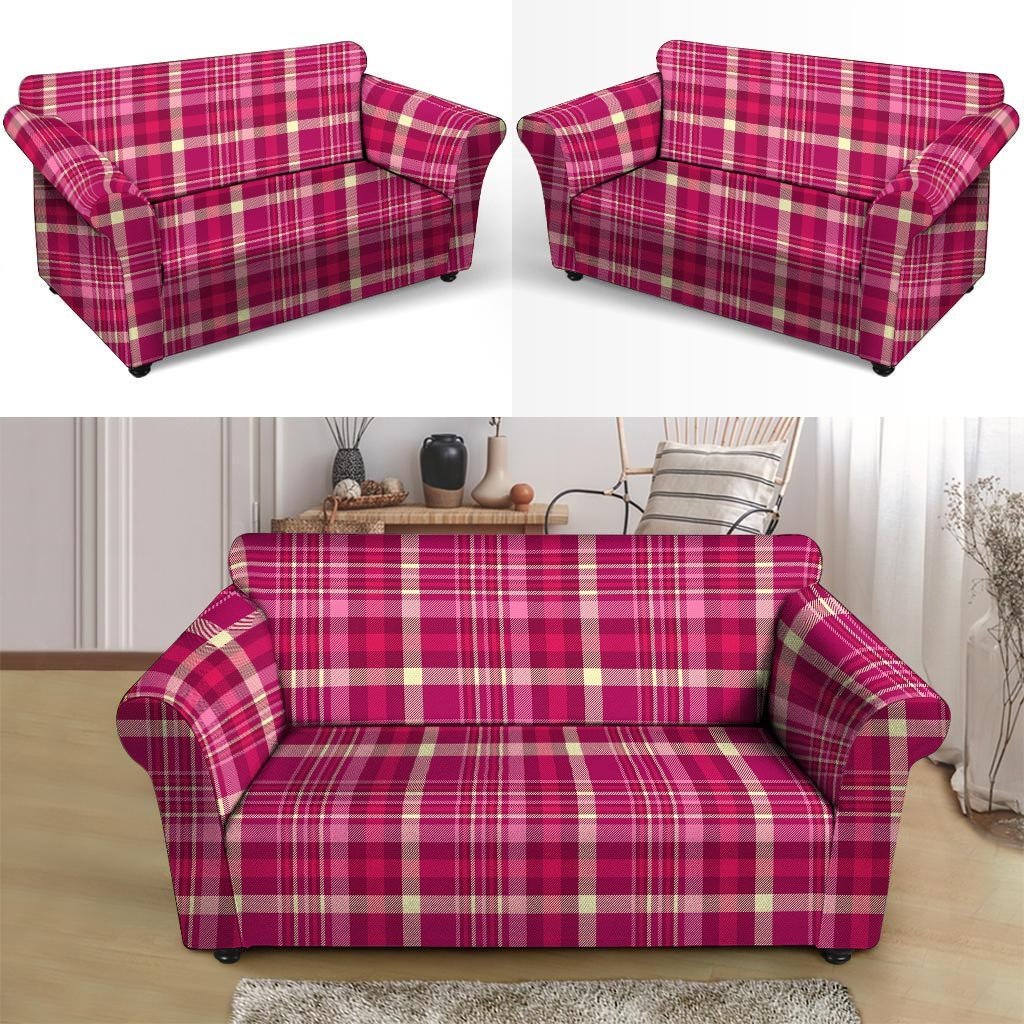 Tartan Pink Plaid Loveseat Cover-grizzshop