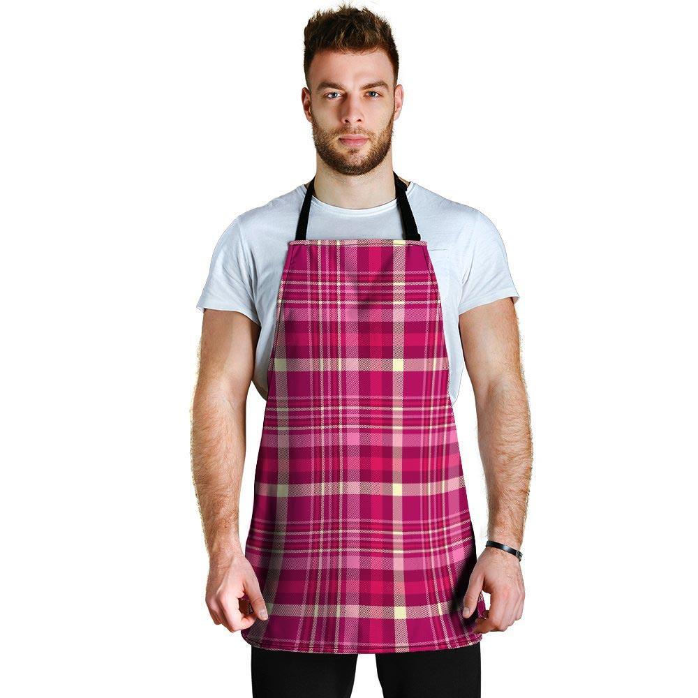 Tartan Pink Plaid Men's Apron-grizzshop