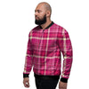 Tartan Pink Plaid Men's Bomber Jacket-grizzshop