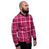 Tartan Pink Plaid Men's Bomber Jacket-grizzshop