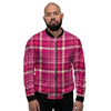 Tartan Pink Plaid Men's Bomber Jacket-grizzshop