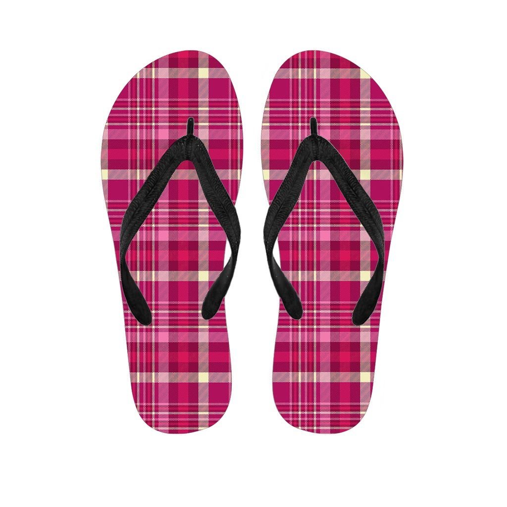 Tartan Pink Plaid Men's Flip Flops-grizzshop