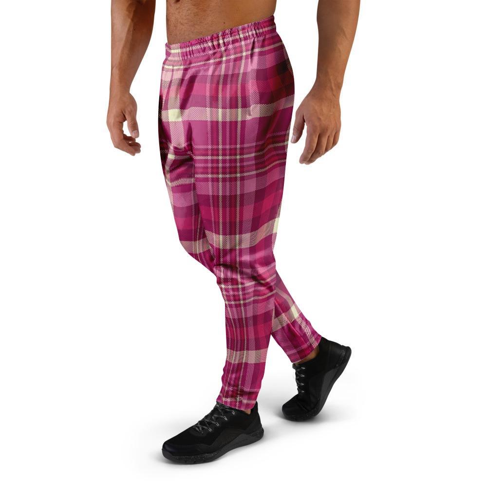 Tartan Pink Plaid Men's Joggers-grizzshop