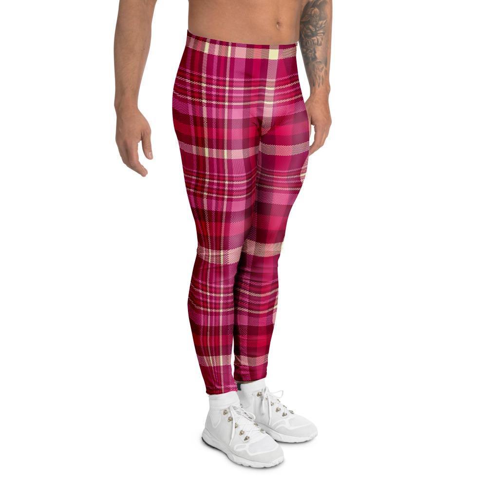 Tartan Pink Plaid Men's Leggings-grizzshop