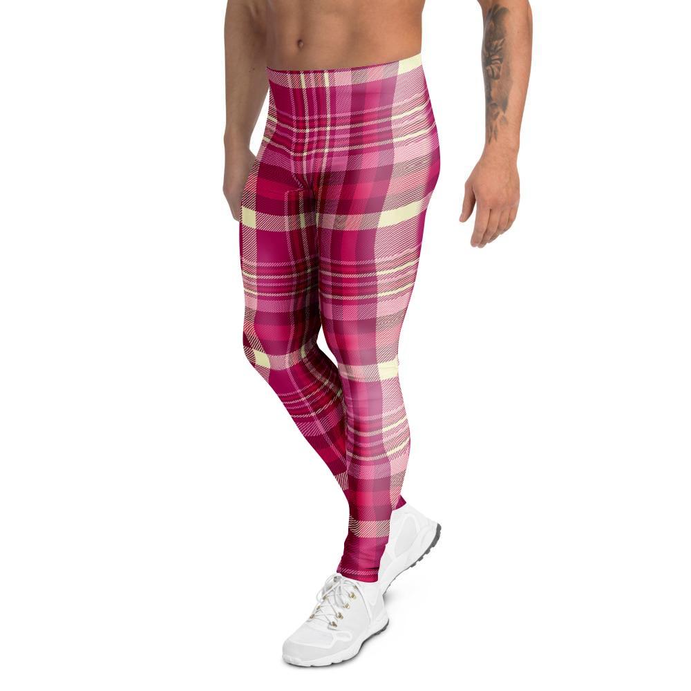 Tartan Pink Plaid Men's Leggings-grizzshop