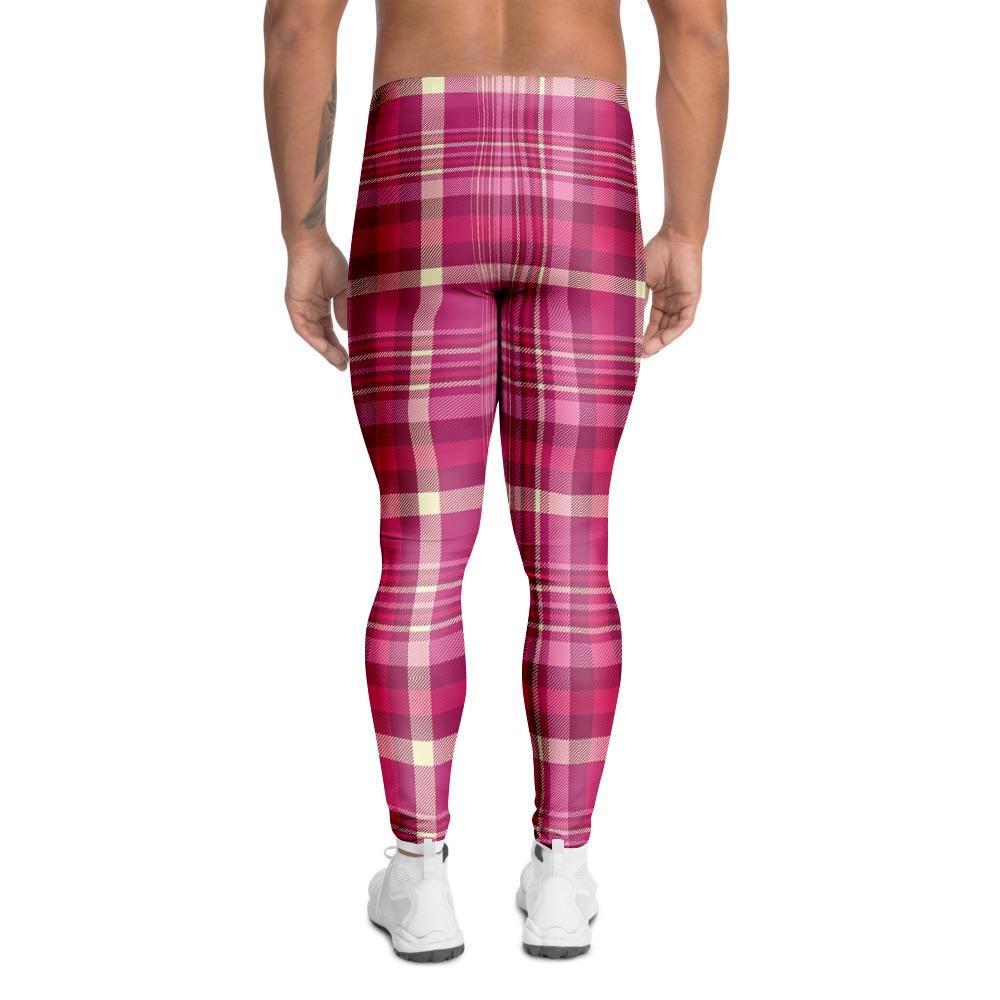 Tartan Pink Plaid Men's Leggings-grizzshop