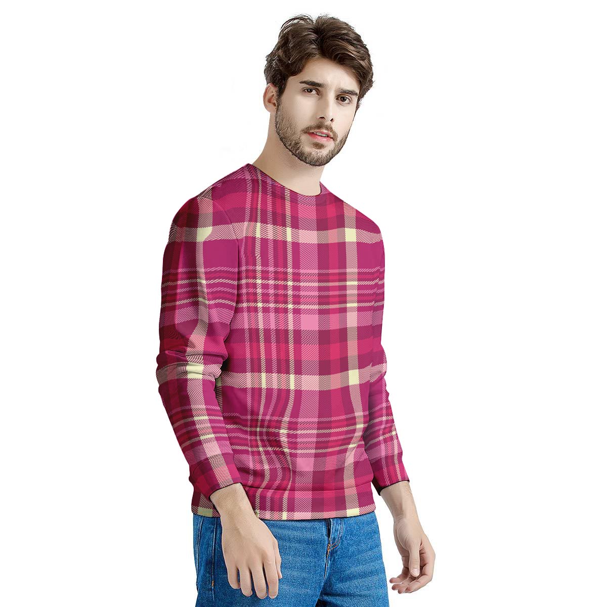 Tartan Pink Plaid Men's Sweatshirt-grizzshop