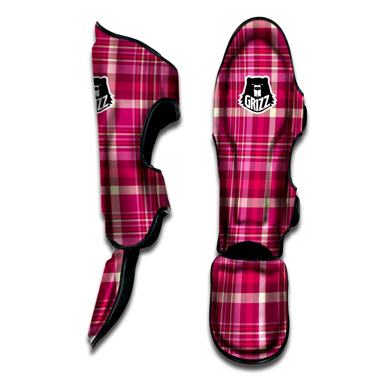 Tartan Pink Plaid Muay Thai Shin Guard-grizzshop