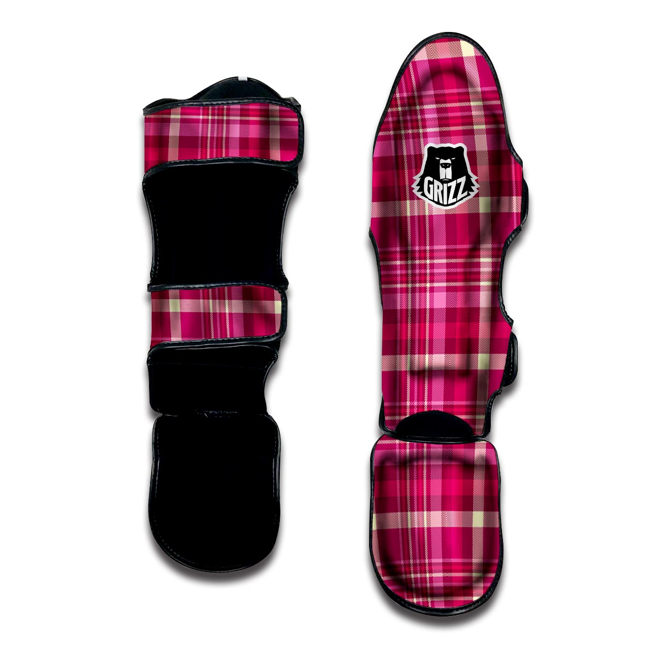 Tartan Pink Plaid Muay Thai Shin Guard-grizzshop