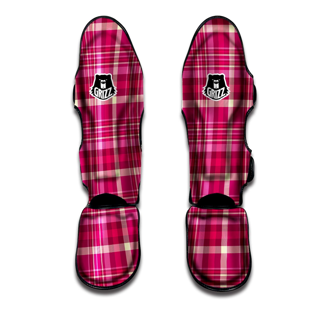 Tartan Pink Plaid Muay Thai Shin Guard-grizzshop