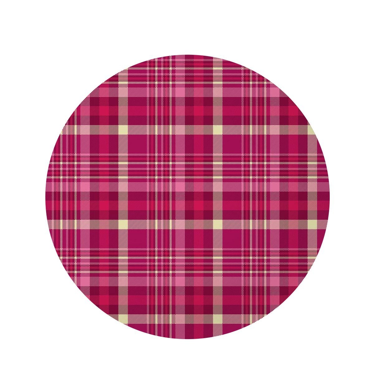 Tartan Pink Plaid Round Rug-grizzshop