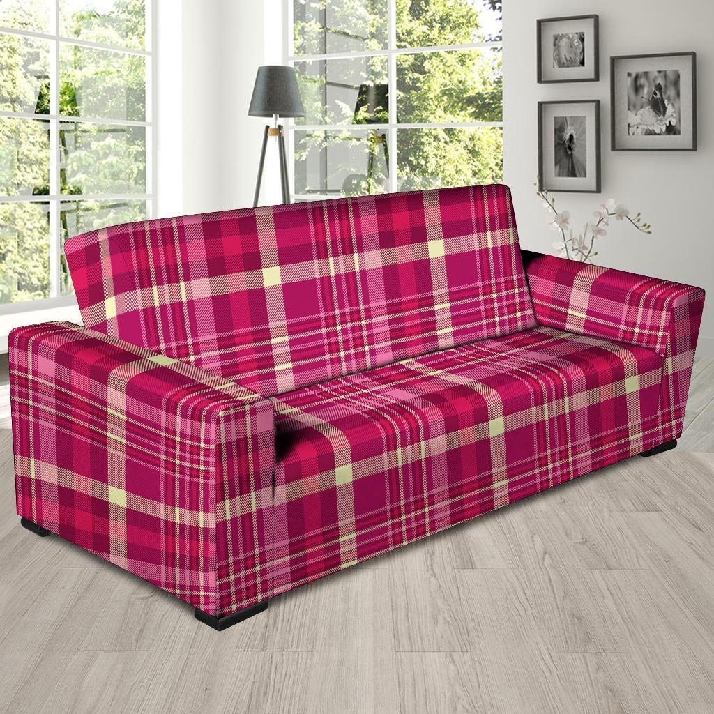 Tartan Pink Plaid Sofa Cover-grizzshop