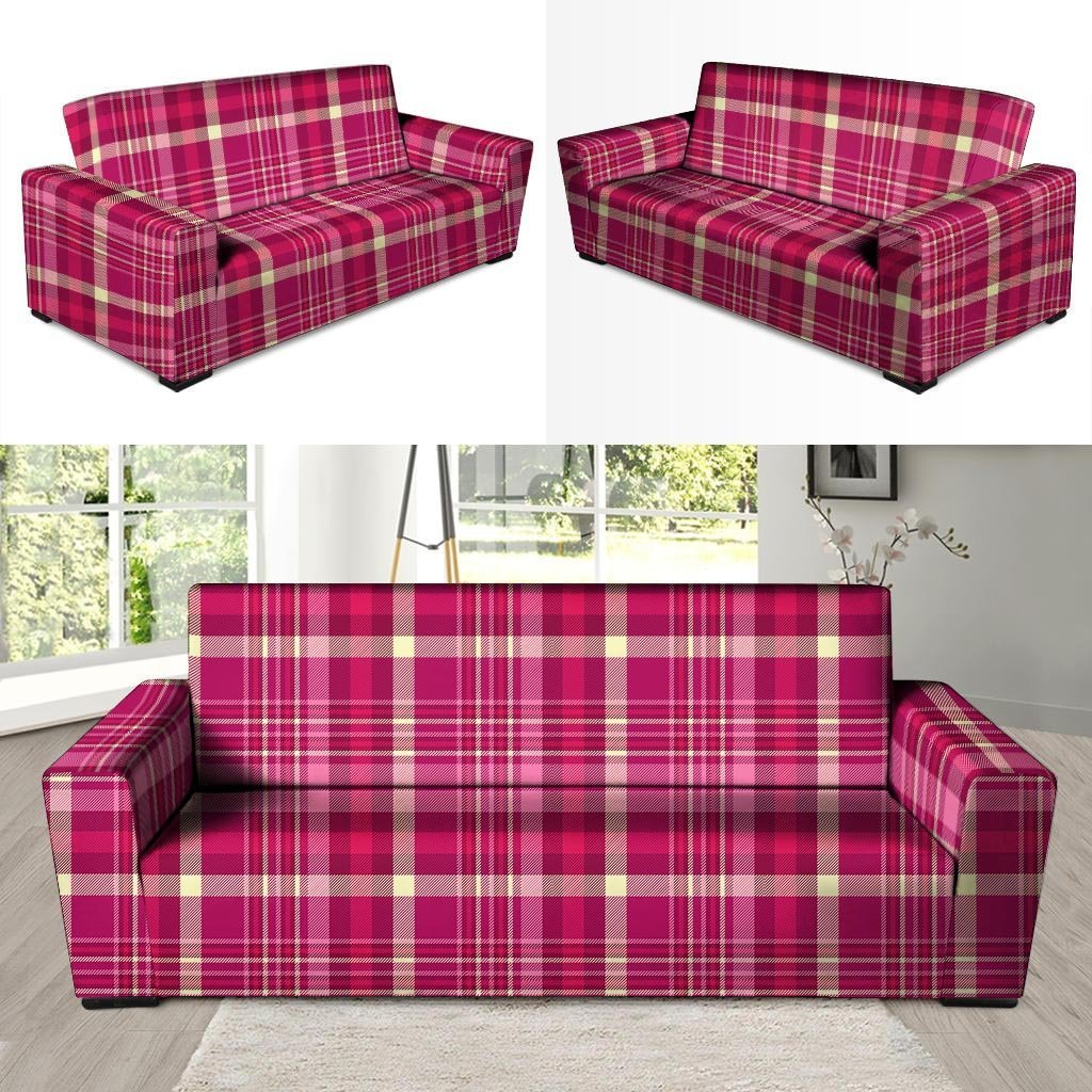 Tartan Pink Plaid Sofa Cover-grizzshop