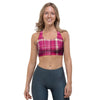 Tartan Pink Plaid Sports Bra-grizzshop