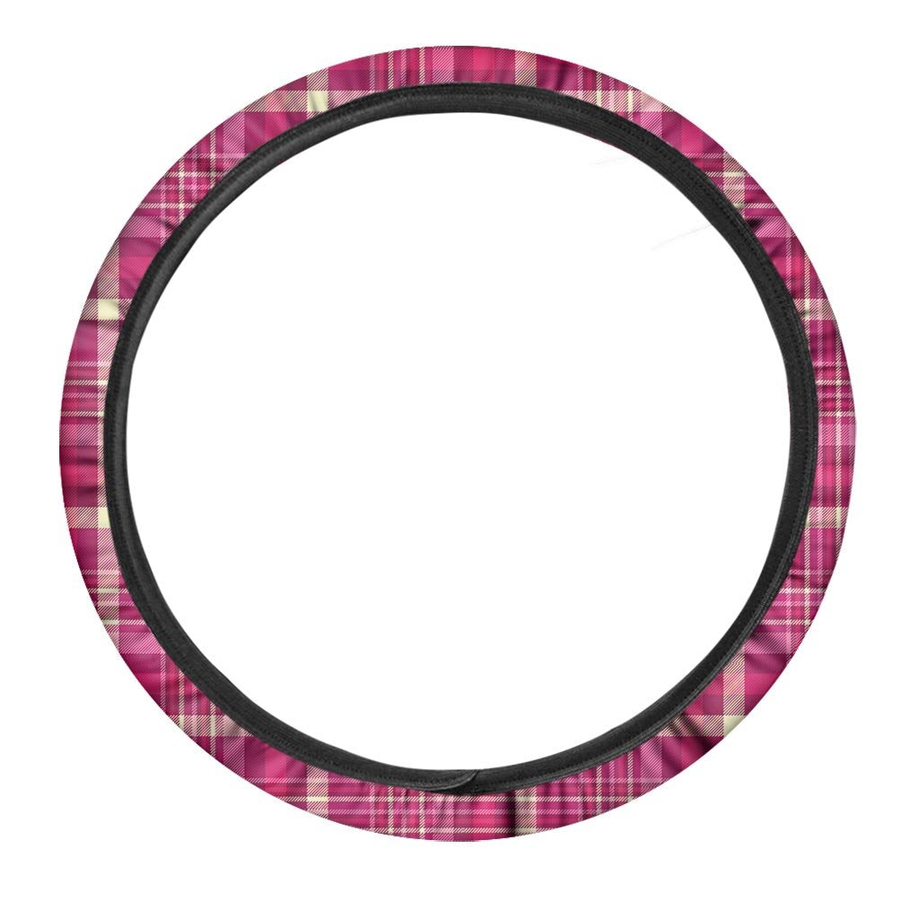 Tartan Pink Plaid Steering Wheel Cover-grizzshop