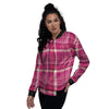 Tartan Pink Plaid Women's Bomber Jacket-grizzshop