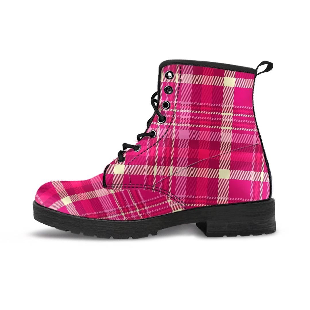 Pink plaid boots sale