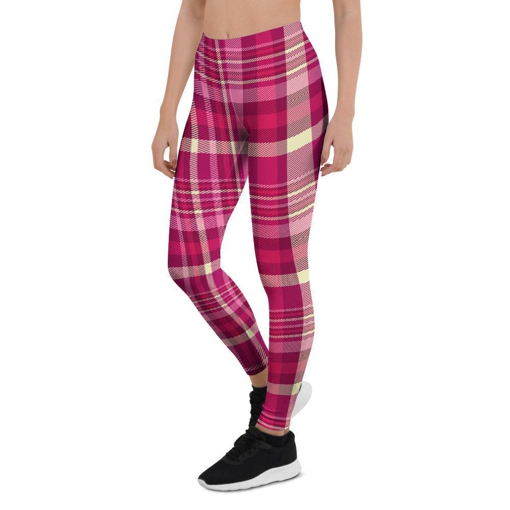 Tartan Pink Plaid Women's Leggings-grizzshop