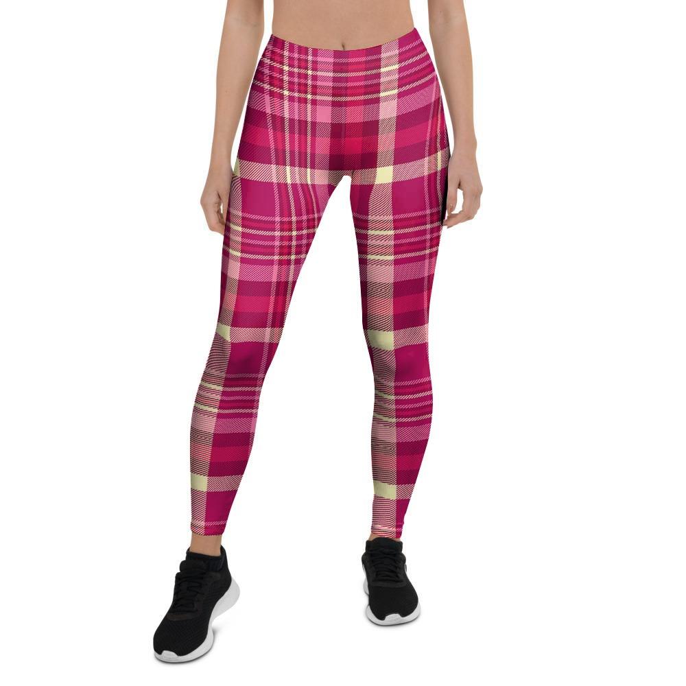 Tartan Pink Plaid Women's Leggings-grizzshop