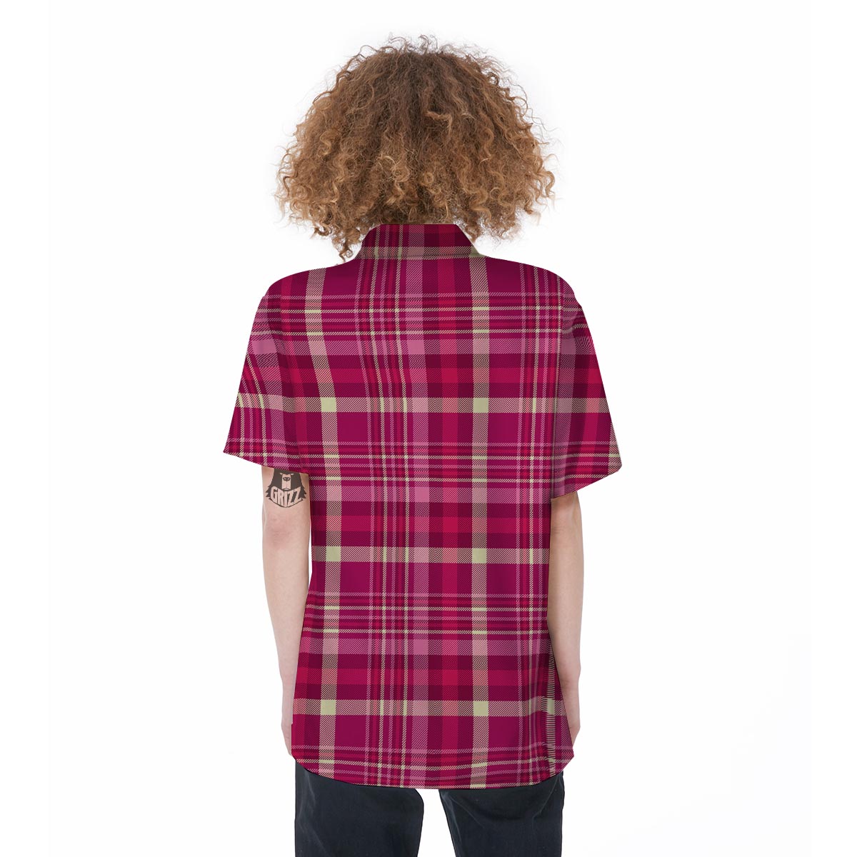 Tartan Pink Plaid Women's Short Sleeve Shirts-grizzshop