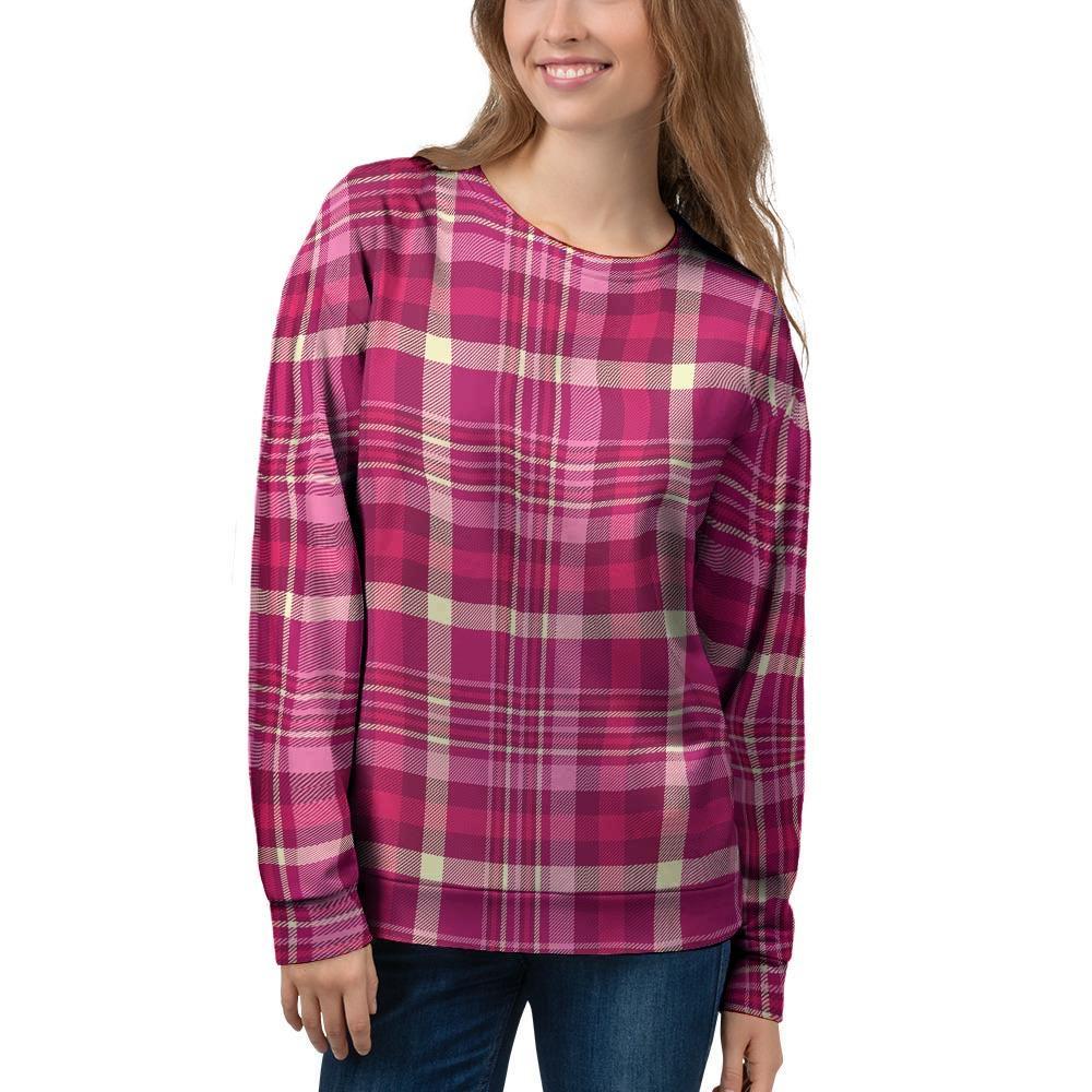 Tartan Pink Plaid Women's Sweatshirt-grizzshop