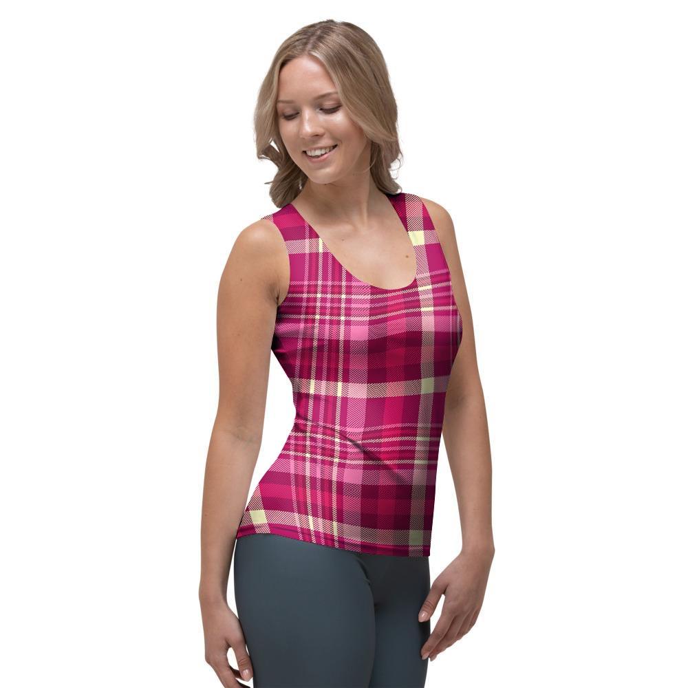 Tartan Pink Plaid Women's Tank Top-grizzshop