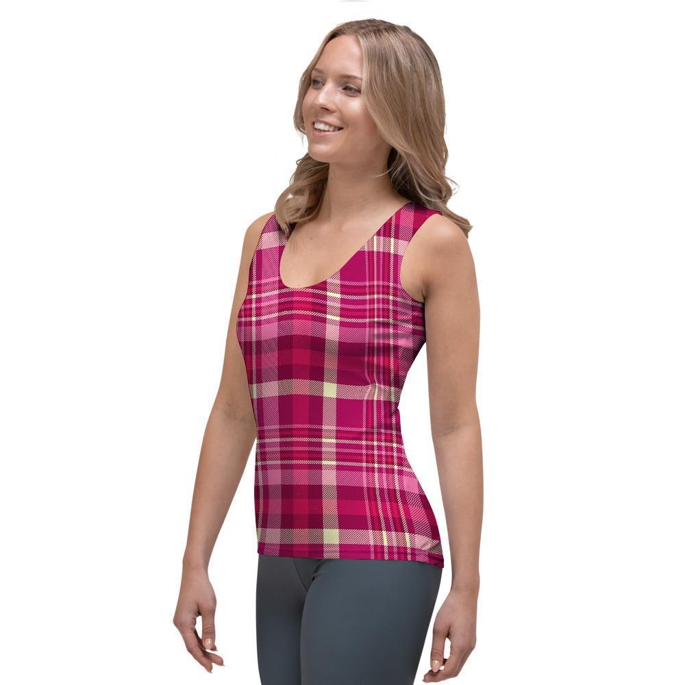 Tartan Pink Plaid Women's Tank Top-grizzshop