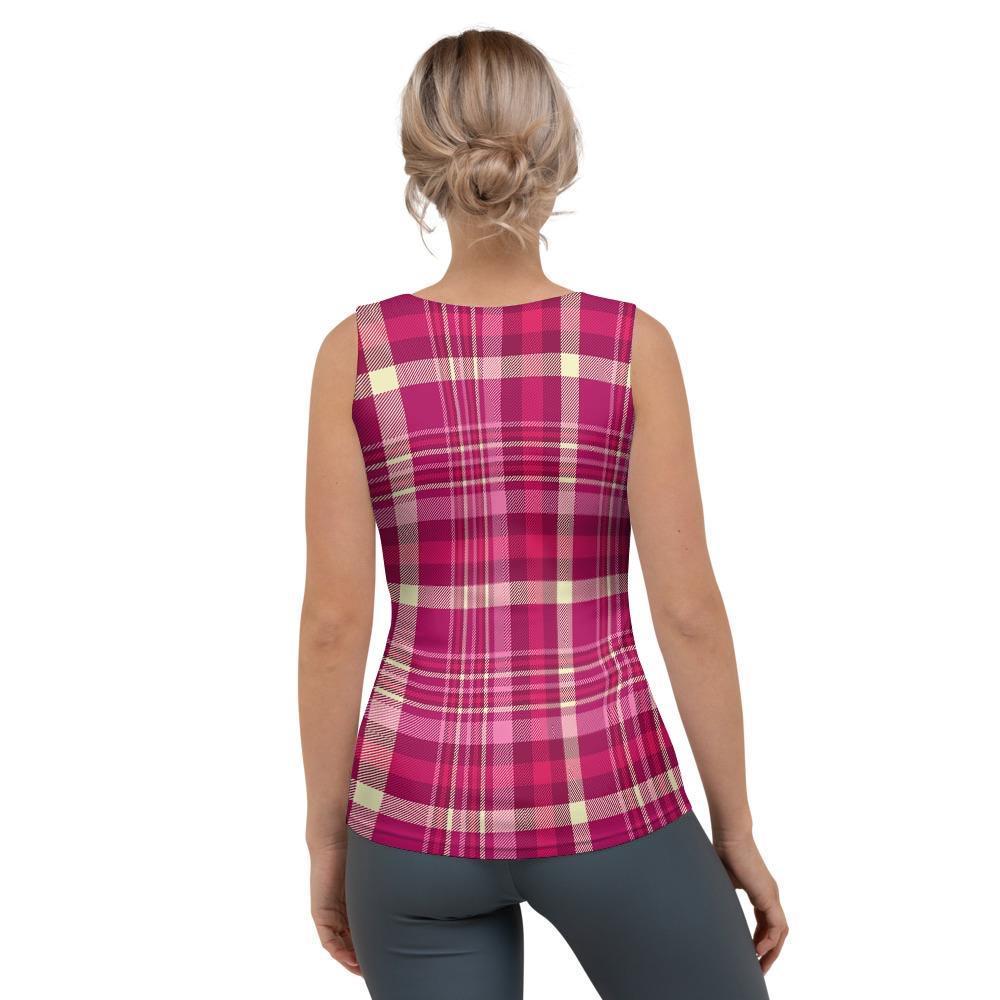 Tartan Pink Plaid Women's Tank Top-grizzshop
