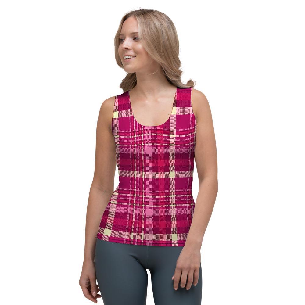 Tartan Pink Plaid Women's Tank Top-grizzshop