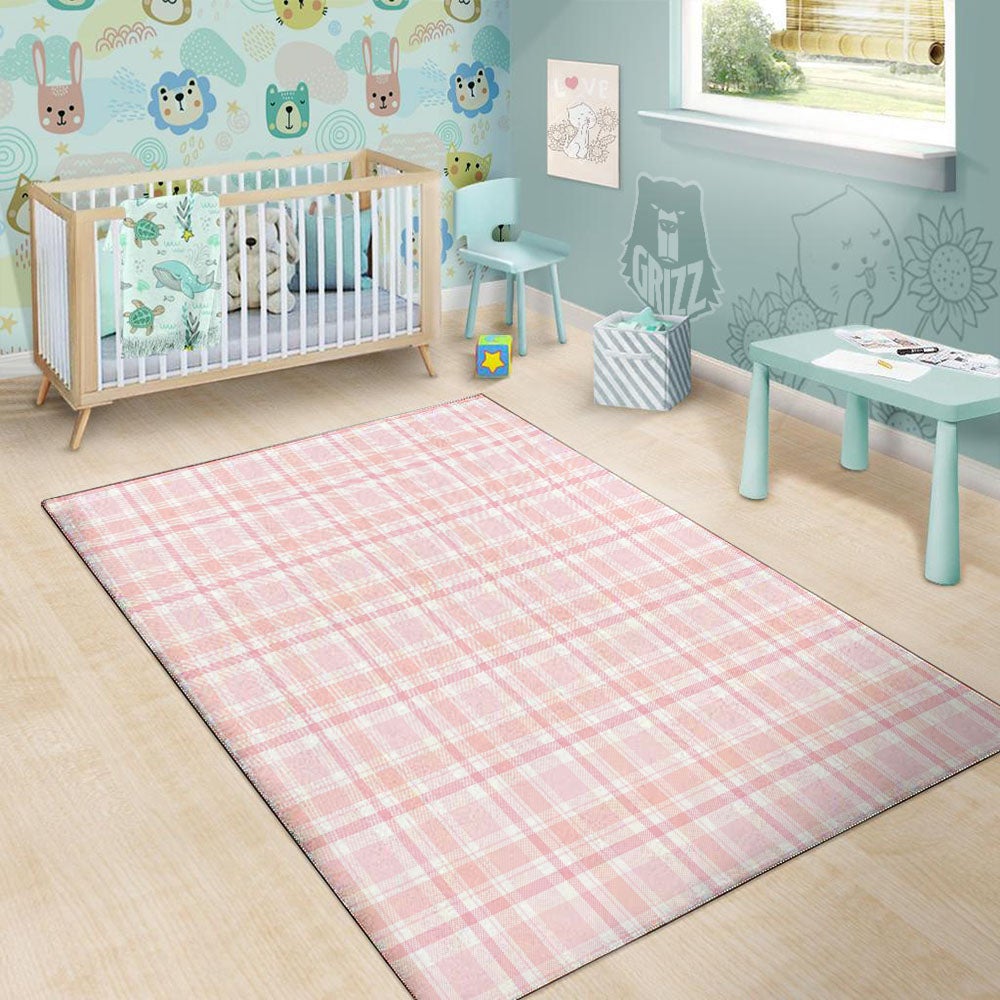 Tartan Pink Print Pattern Floor Mat-grizzshop