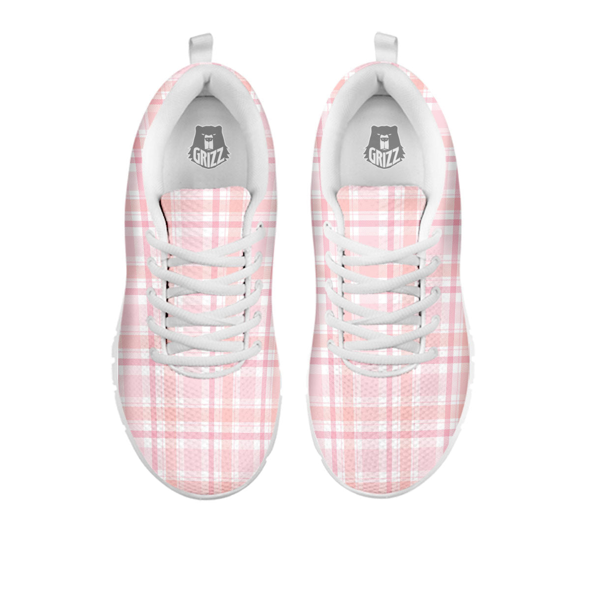 Tartan Pink Print Pattern White Sneaker-grizzshop