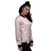 Tartan Pink Print Pattern Women's Bomber Jacket-grizzshop