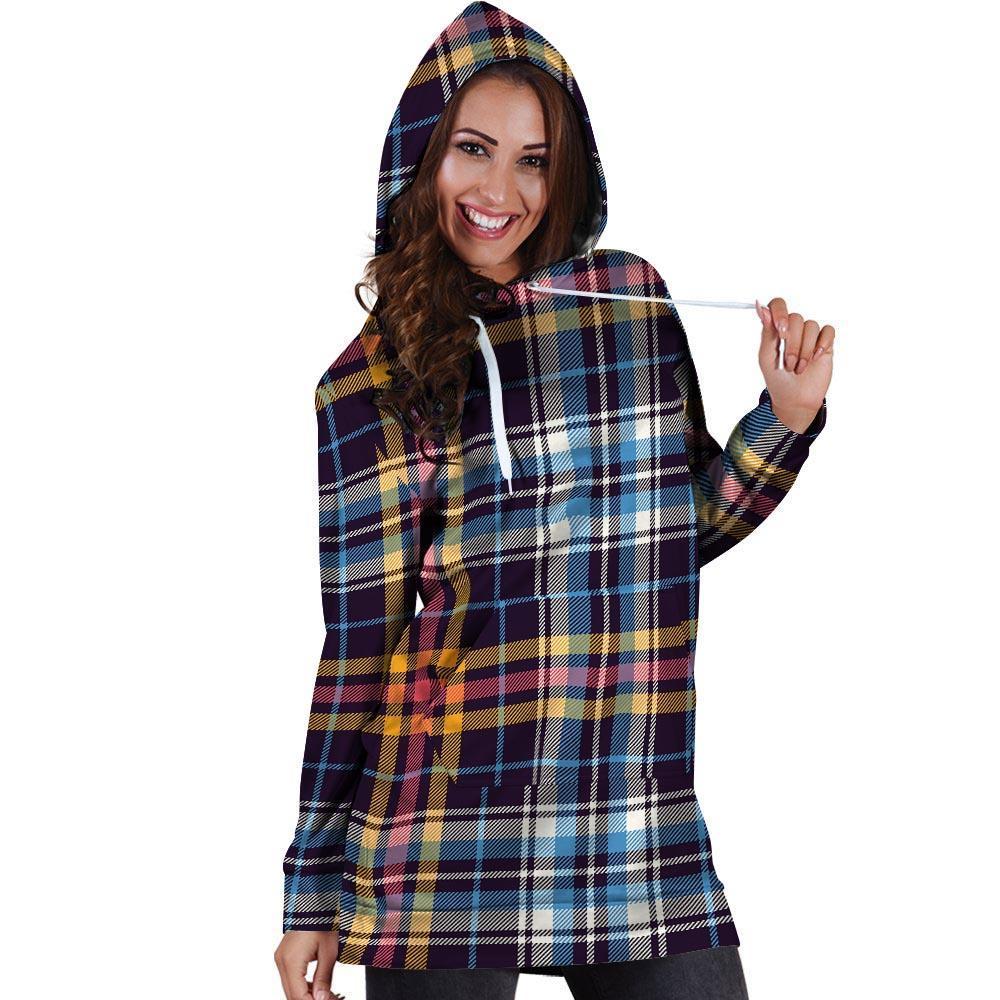 Tartan Plaid Hoodie Dress-grizzshop