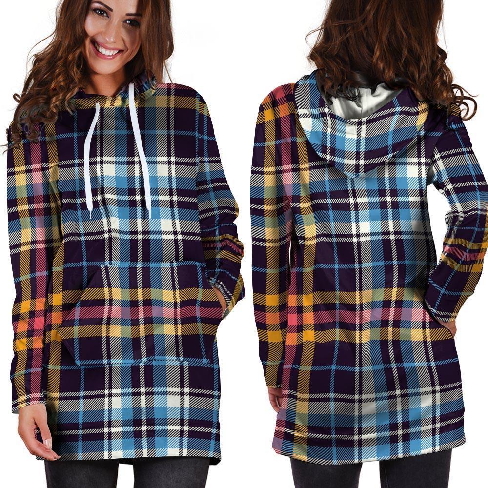 Tartan Plaid Hoodie Dress-grizzshop