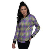 Tartan Plaid Mardi Gras Print Pattern Women's Bomber Jacket-grizzshop