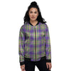 Tartan Plaid Mardi Gras Print Pattern Women's Bomber Jacket-grizzshop