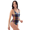 Tartan Plaid One Piece Swimsuite-grizzshop