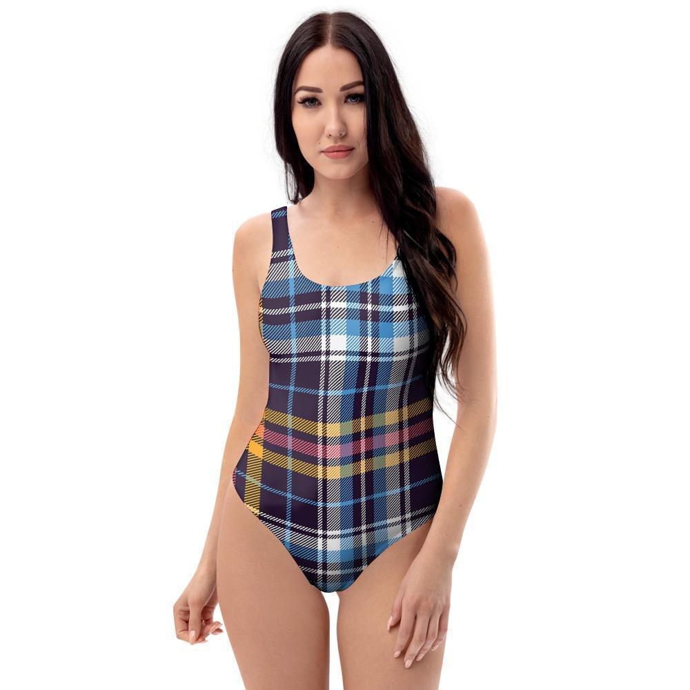 Tartan Plaid One Piece Swimsuite-grizzshop