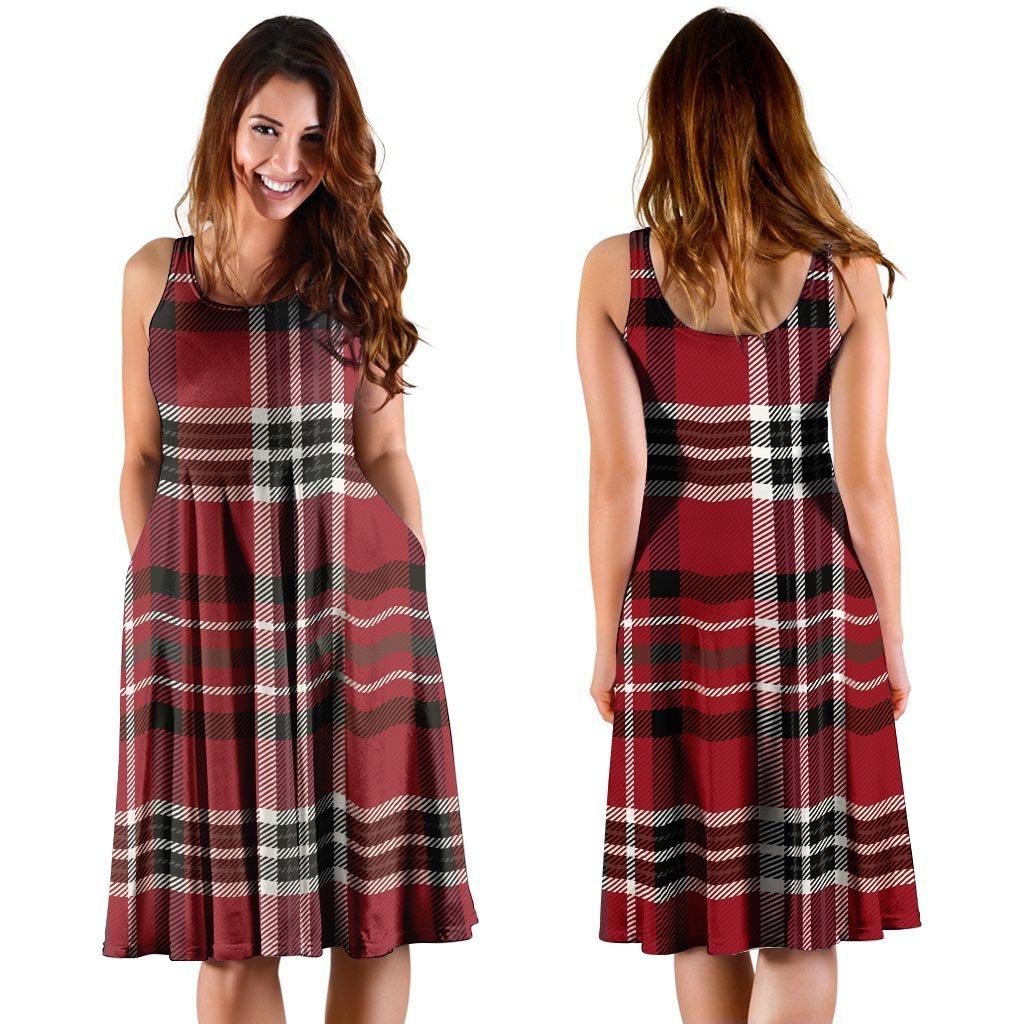 Tartan Plaid Print Dress-grizzshop