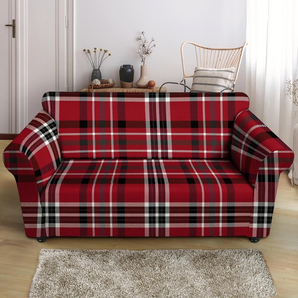 Tartan Plaid Print Loveseat Cover-grizzshop