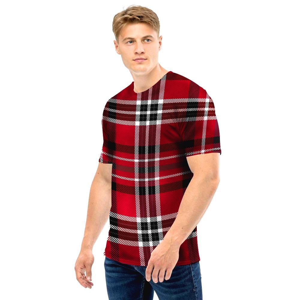 Tartan Plaid Print Men T Shirt-grizzshop