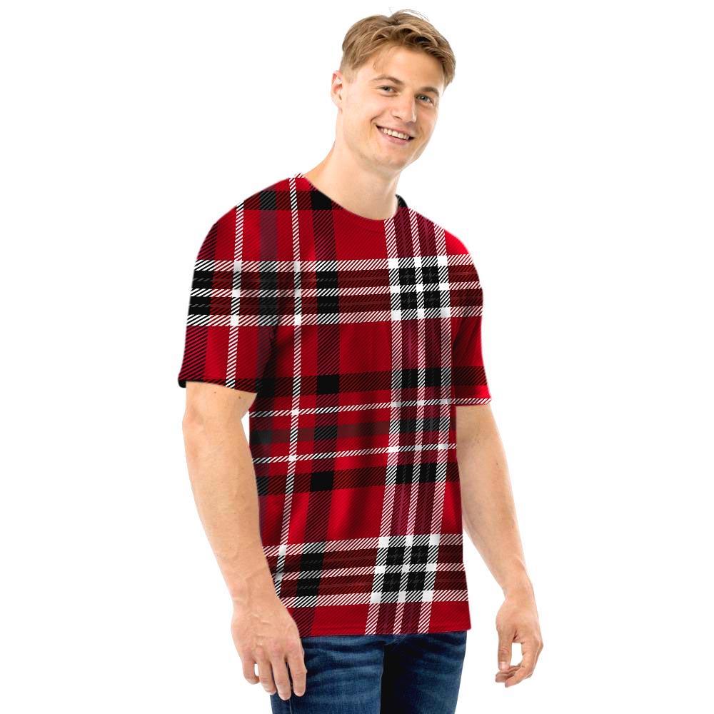 Tartan Plaid Print Men T Shirt-grizzshop