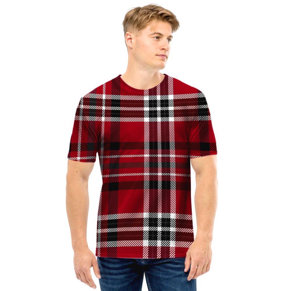 Tartan Plaid Print Men T Shirt-grizzshop