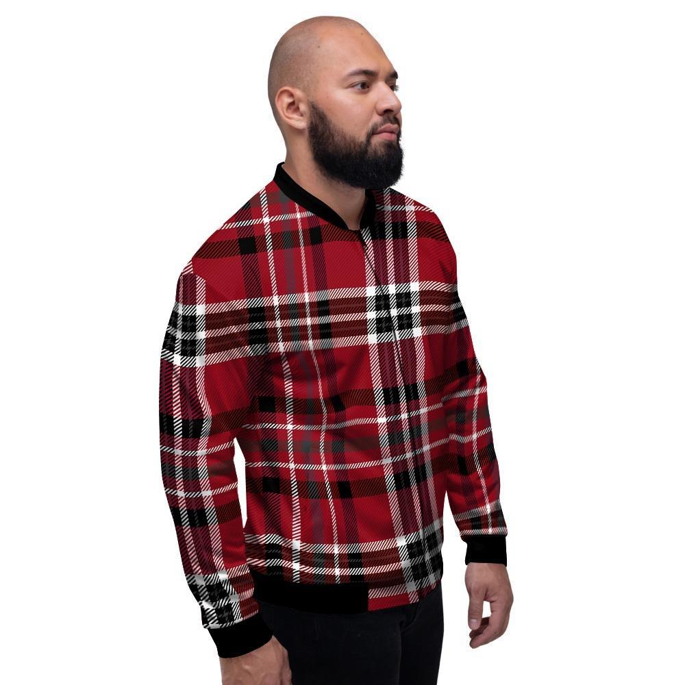 Tartan Plaid Print Men's Bomber Jacket-grizzshop