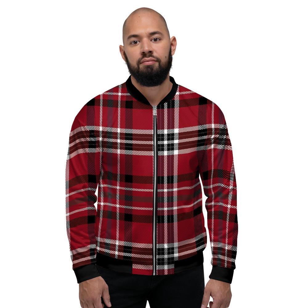 Tartan Plaid Print Men's Bomber Jacket-grizzshop