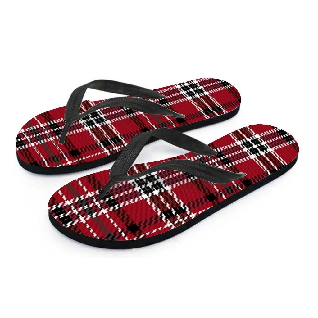 Tartan Plaid Print Men's Flip Flops-grizzshop