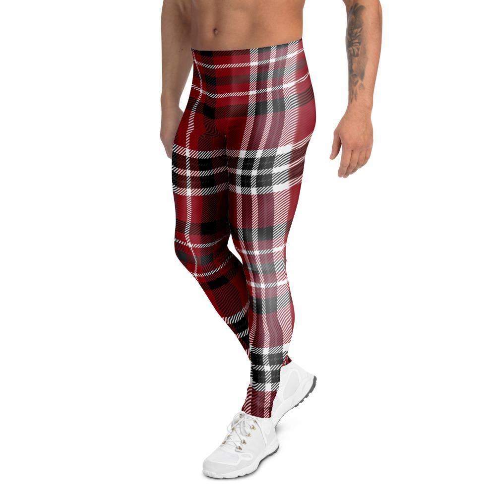 Tartan Plaid Print Men's Leggings-grizzshop